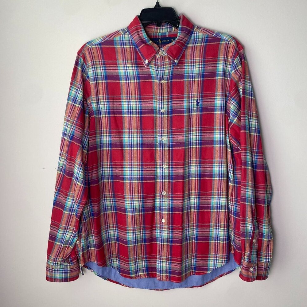 Ralph Lauren Mens XL Plaid Button-Down Shirt 100% Cotton Long Sleeve Classic Fit - Picture 3 of 5